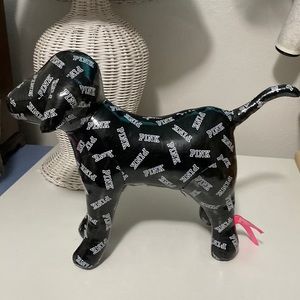 “VS PINK” stuffed pleather dog (12” nose to tail, 9-1/2” feet to top of head)